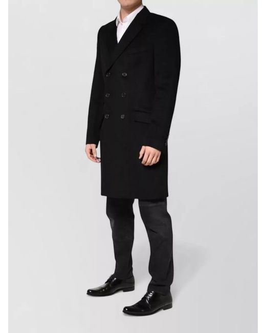 Dolce & Gabbana Black Cashmere Double-Breasted Coat for men