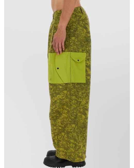 C P Company Green Wide-Leg Cargo Trousers for men
