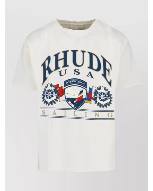 Rhude Gray Cotton Graphic Short-Sleeve T-Shirt for men
