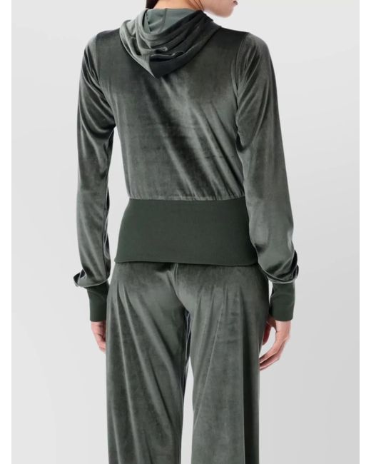 Balenciaga Green Bistretch Velvet Zip-Up Hoodie