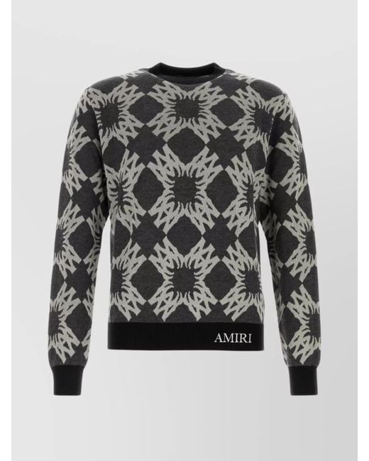 Amiri Crew Neck Wool Blend Sweater With Graphic Pattern in Black for ...