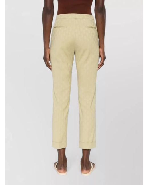 Etro Natural Cropped Cotton Jacquard Trousers Paisley Motif