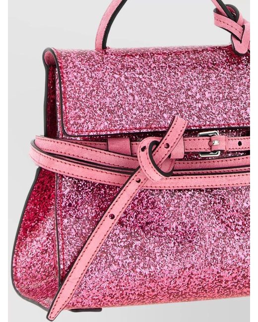 Moschino Pink Tie Me Small Shoulder Bag Buckle Strap