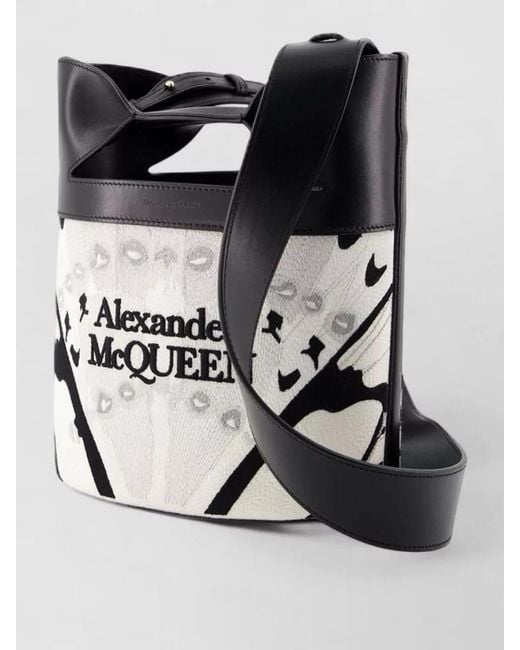 McQueen Black Leather Cross-Body Bag