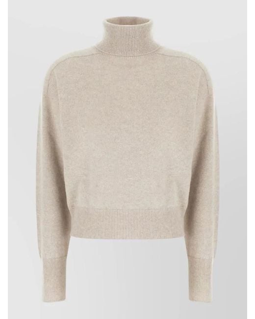 Vanisé White Cashmere Sweater Cropped High Neck Long Sleeves