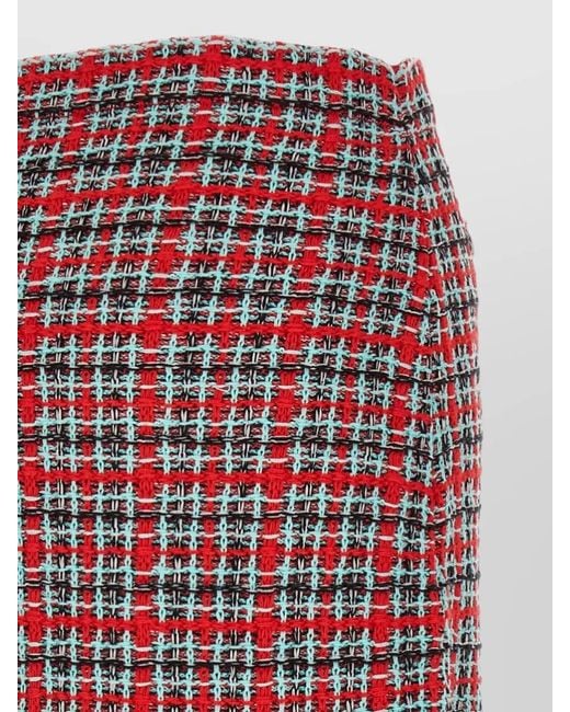 Self-Portrait Red Tweed A-Line Skirt