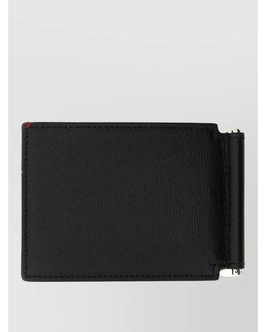 Brunello Cucinelli Black Leather Bifold Wallet Clip Detail for men