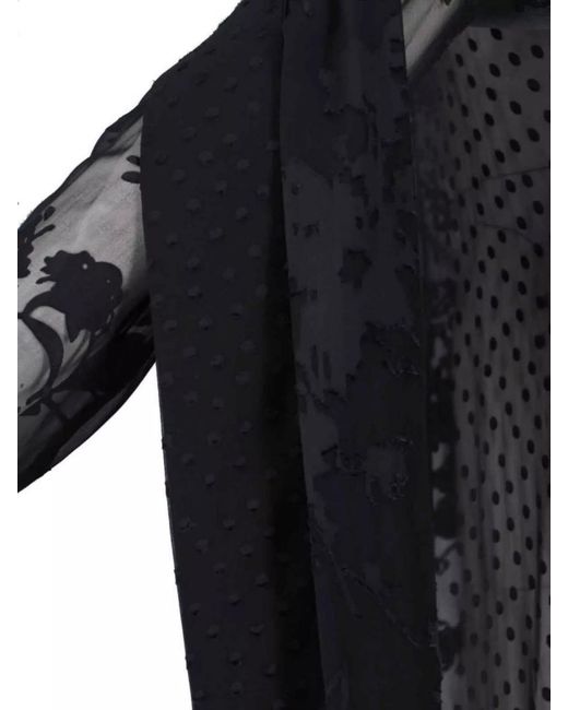 MARINE SERRE Black Silk Midi Dress