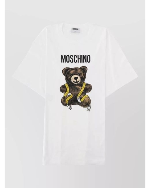 Moschino White Graphic Crew Neck Short Sleeve Top