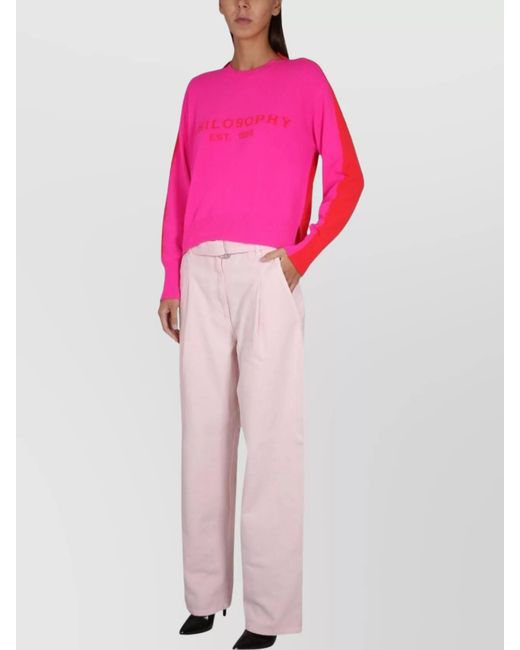 Philosophy Pink Cashmere Wool Logo-Embroidered Jumper
