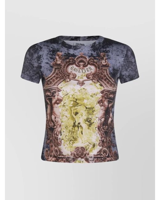 Jean Paul Gaultier Gray Crew Neck Graphic Print Short Sleeves Top