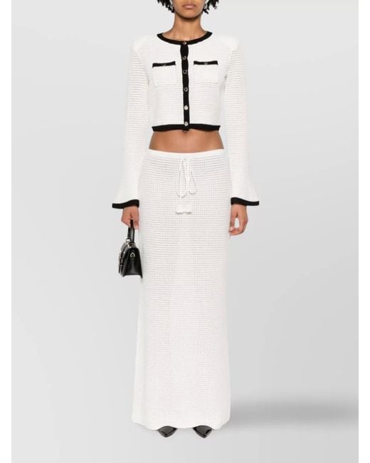 Self-Portrait White Cropped Cardigan Flared Cuffs