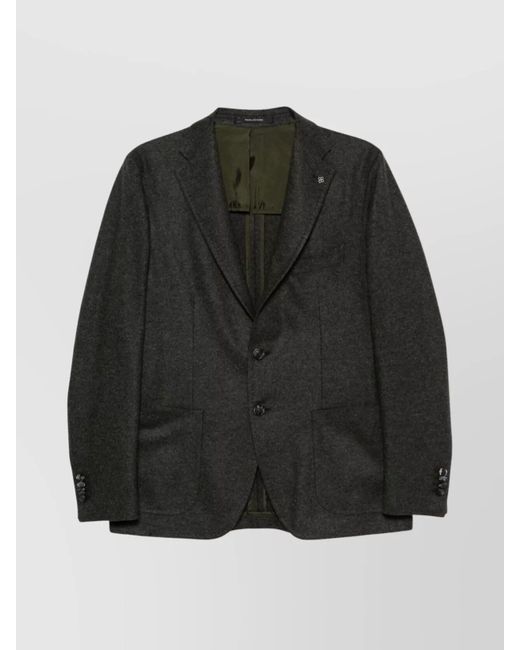 Tagliatore Black Monte Carlo Jacket With Notch Lapel for men