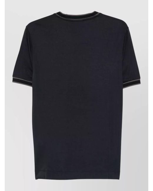 Emporio Armani Blue Silk-Blend Ribbed T-Shirt for men
