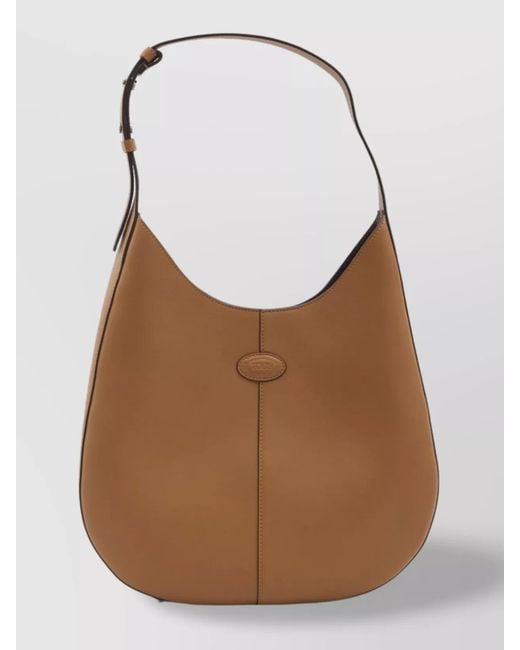 Tod's Brown Calf Leather Shoulder Bag Hobo Style