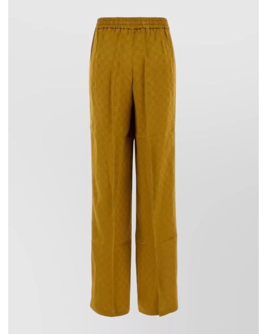 Gucci Yellow Jacquard Wide Leg Jogger Trousers Textured