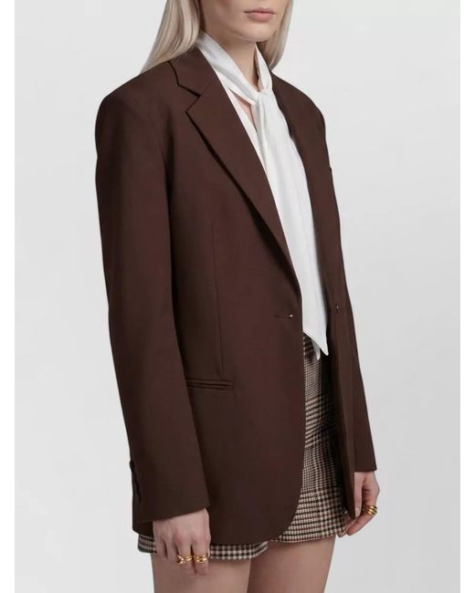 FEDERICA TOSI Brown Single-Breasted Loose-Fit Suit Jacket