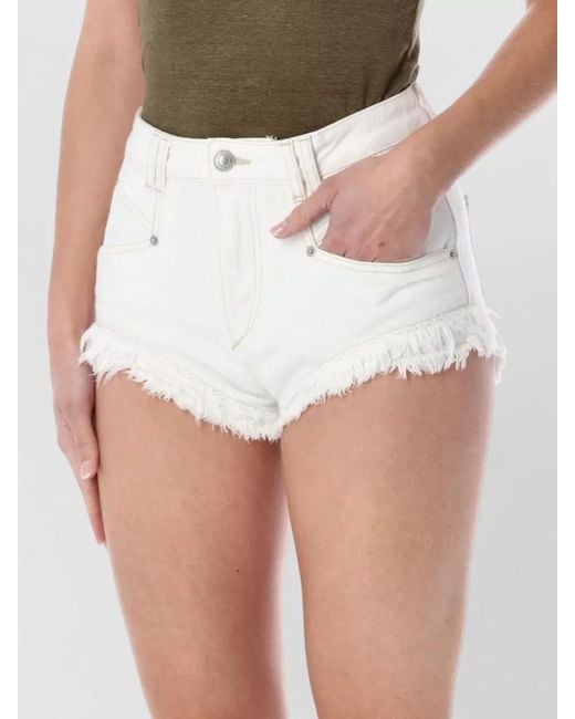 Isabel Marant Multicolor Denim Fringed Mini Shorts