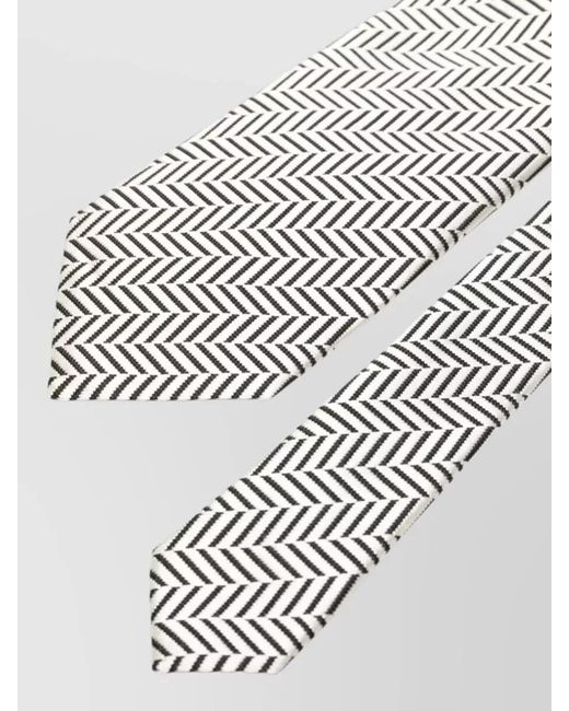 Tom Ford White Silk Geometric-Pattern Tie for men
