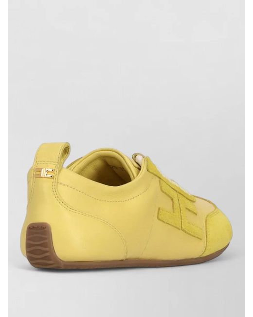 Elisabetta Franchi Yellow Low Top Lace Up Shoes Rubber Sole