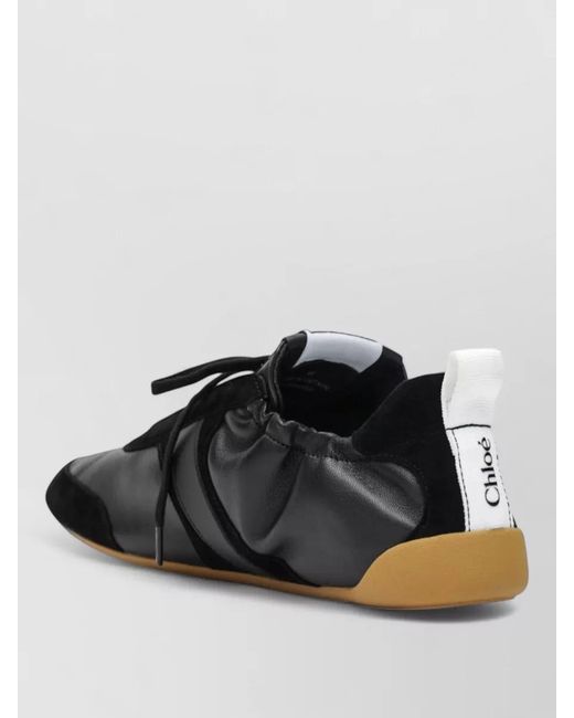 Chloé Black Sneakers Contrast Sole Elasticated Panels Pull Tab