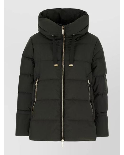 Moorer Black Polyester Gadia Hooded Down Jacket Quilted Pockets