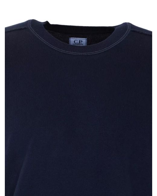 C P Company Blue Crew Neck Knitwear Patch Pocket for men