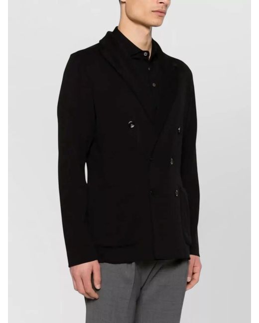 Lardini Black Knit Jacket Notch Lapel Design for men