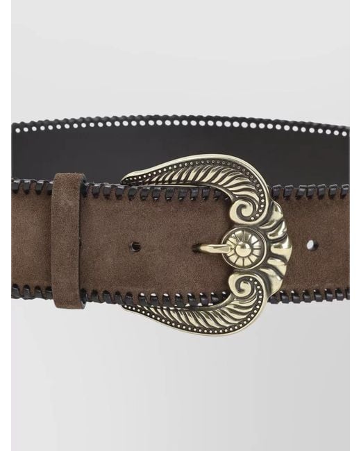 Etro Multicolor Paisley Suede Belt Featuring Signature Buckle