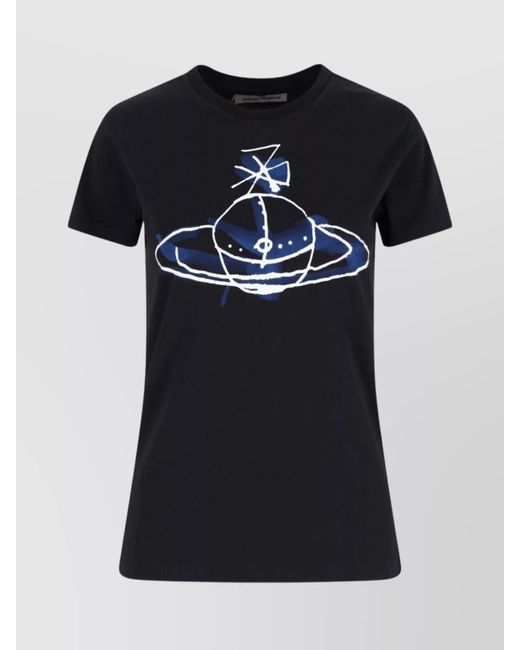 Vivienne Westwood Black Cotton Logo Print Short Sleeve T-Shirt