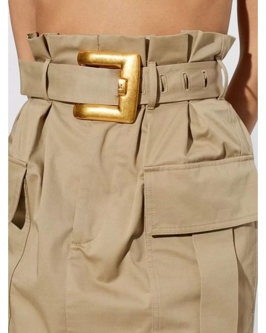 Balmain Natural High Waist Mini Skirt Belted Large Buckle
