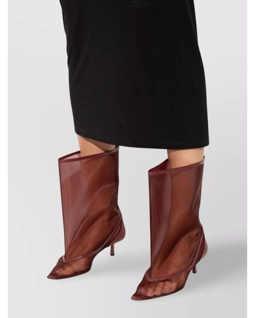 Jacquemus Red Mesh Knee-High Boots