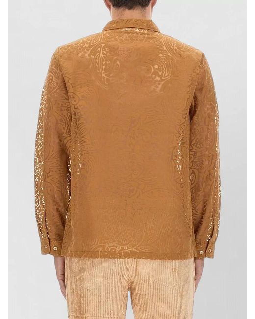 Séfr Brown Maui Long Sleeve Sheer Pattern Shirt for men