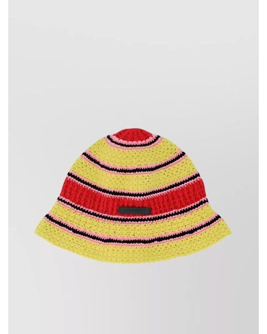 Stella McCartney Gray Striped Crochet Bucket Hat