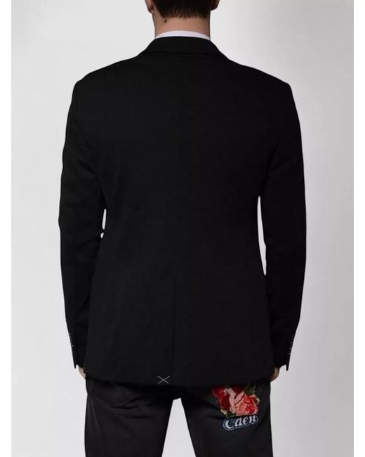 Dolce & Gabbana Black Wool Single Breasted Formal Blazer for men