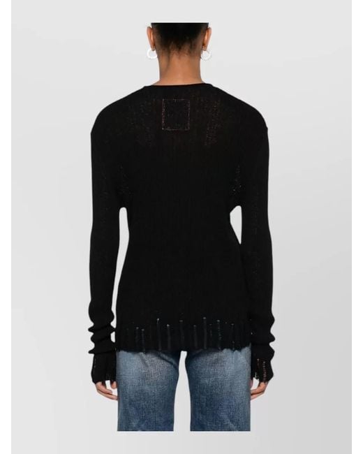 Uma Wang Black Wool Turtle Neck Sweater Ribbed Texture