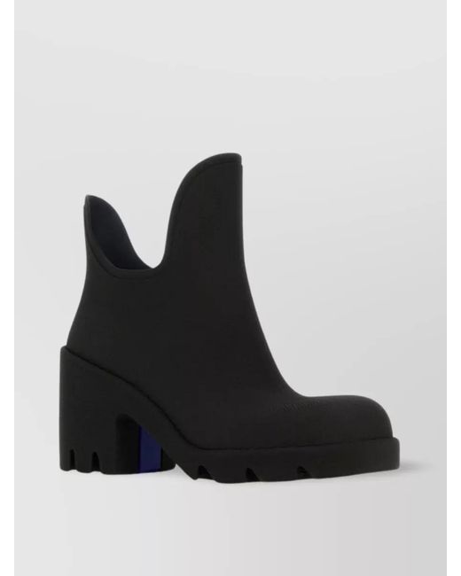 Burberry Black Rubber Textured Ankle Boots