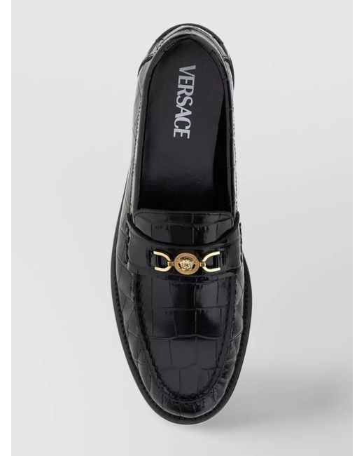 Versace Black Leather Loafers