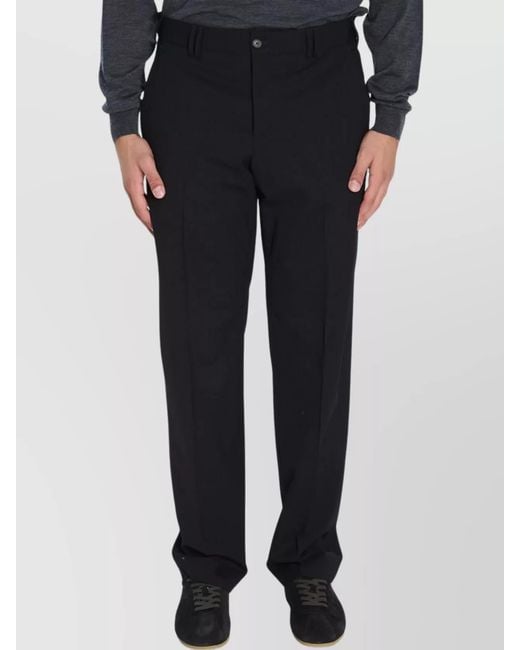 PT Torino Black Wool Mid-Rise Straight-Leg Slim-Fit Trousers for men
