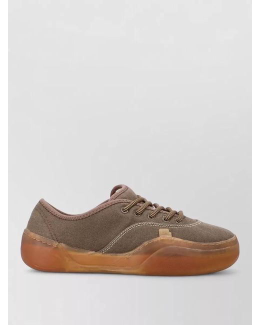 ERL Brown Canvas Lace Up Low Skate Shoe for men