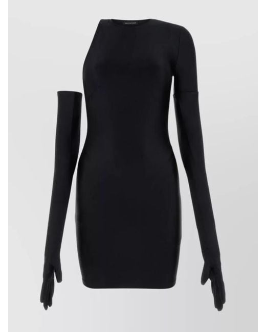 Balenciaga Black One-Shoulder Cutout Mini Dress