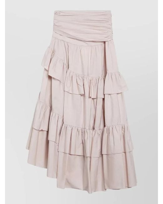 Chloé Pink High Waisted Asymmetric Ruffled Tiered Skirt