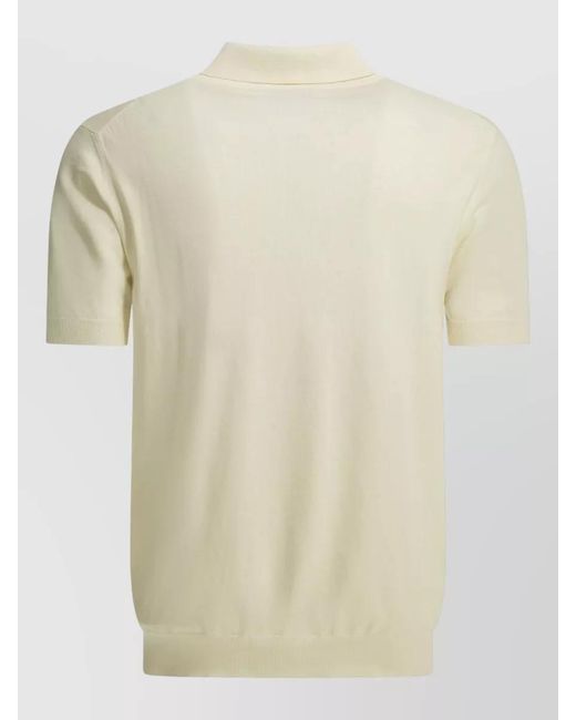 Baracuta Natural Short Sleeve Polo Shirt Ribbed Cuffs for men