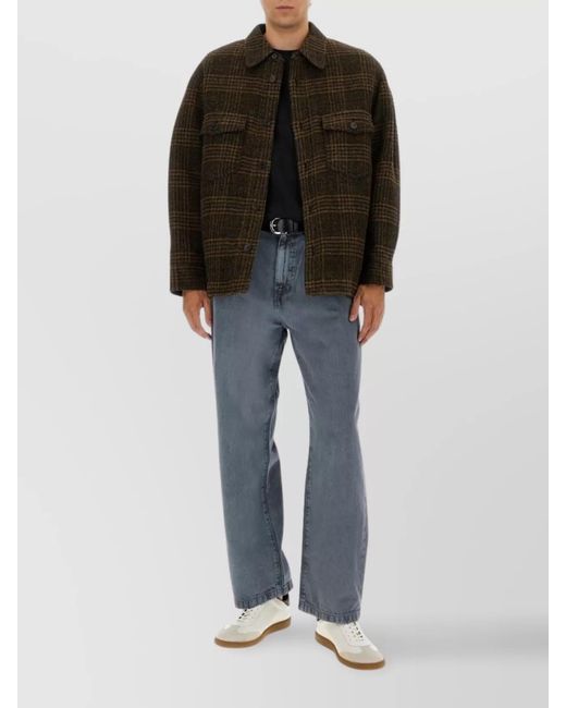 Isabel Marant Black Virgin Wool Checked Relaxed-Fit Shirt Jacket for men