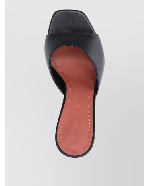 AMINA MUADDI Black Leather High Heel Mules