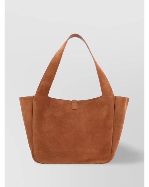 Saint Laurent Brown 5 To 7 Tote Bag