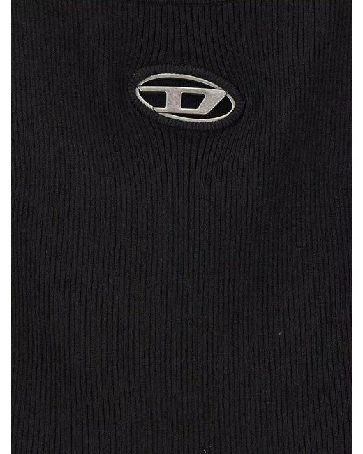 DIESEL Black Ribbed Knit Off Shoulder Mini Dress