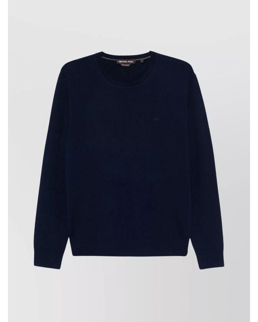 Michael Kors Blue Merino Wool Fine-Knit Crew-Neck Jumper for men