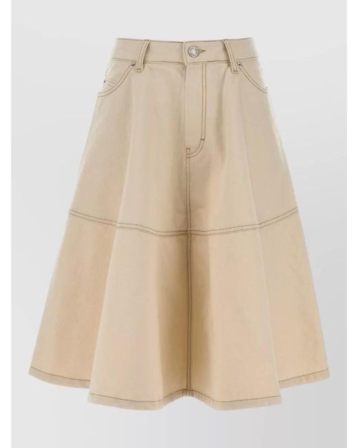 AMI Natural Denim A-Line Skirt
