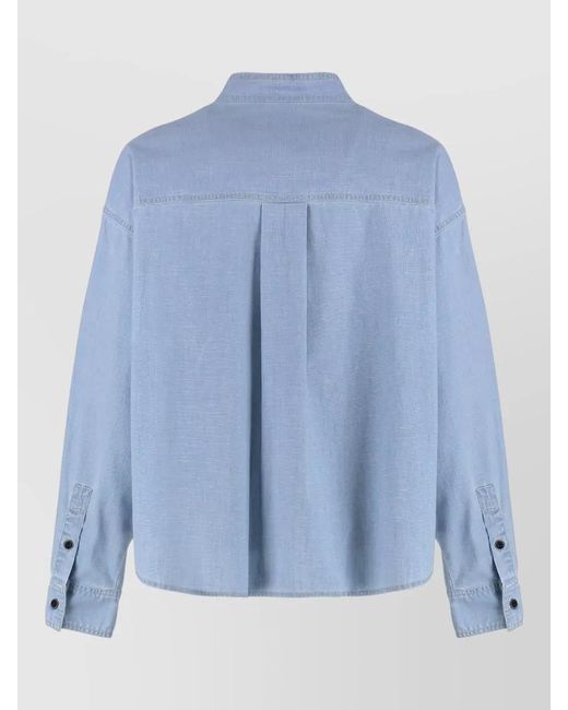 Isabel Marant Blue Cotton Denim Shirt Long Sleeves Pockets
